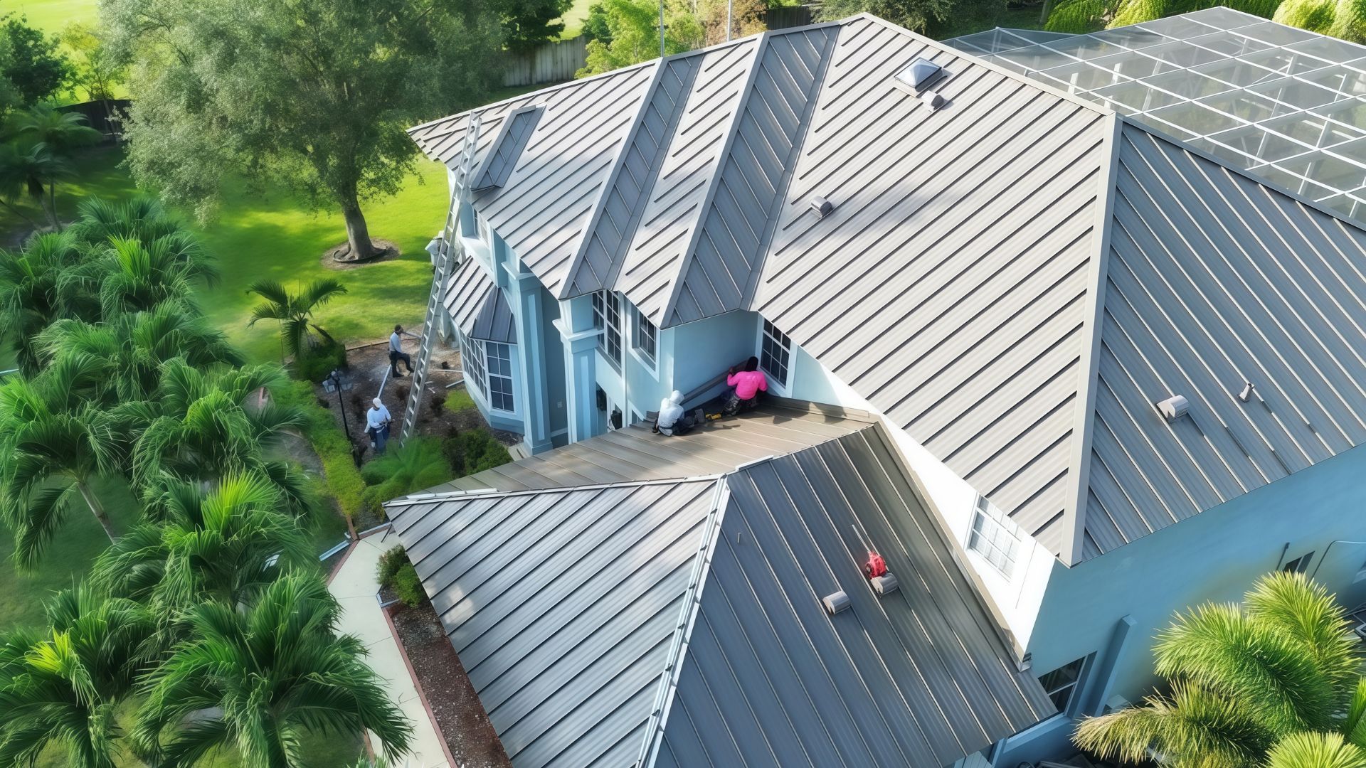 Roof inspection after a hurricane identifying storm damage on a Florida home
