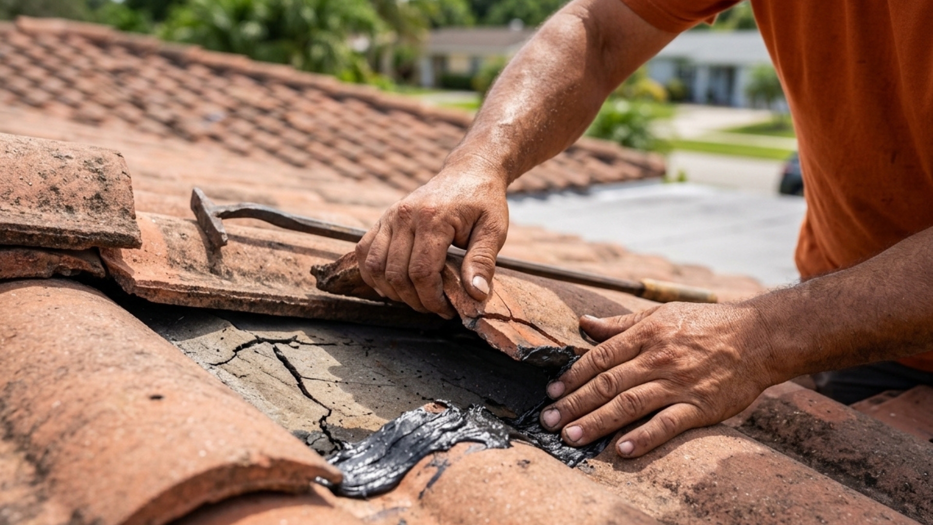 Roof with small storm damage in Florida