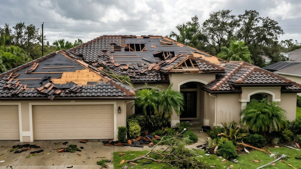 Signs of poor roof installation visible from the ground